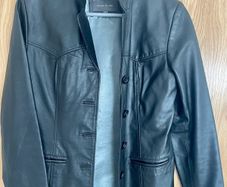 Women's real genuine leather River Island jacket coat black size S/M