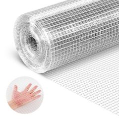 Hardware Cloth, 12.7 mm 1 x 20 m 0.8 mm Diameter Chicken Wire Fence, Hot-Dip Galvanized After Welding Metal Wire Mesh Roll, Garden Plant Welded Fencing Roll, Supports Poultry Netting Cage Fence
