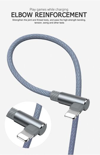 NOHON 3M Apple 3A Lightning Fast Charger & Data Sync 90 Degree Elbows Nylon Braided Cable (Brand New/Warranty)