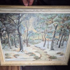 Oil on board vintage landscape