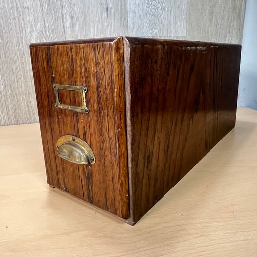 Victorian Oak Index Card Drawer - Large - 50cm x 17cm x 24cm