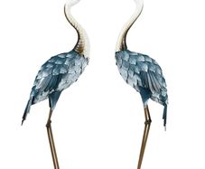 Crane Garden Ornaments, 2 PCS Garden Statue Set, Steel Garden Gifts for Patio Pond Landscape Decoration, Multi-Colour