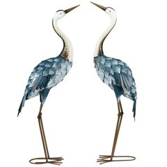 Crane Garden Ornaments, 2 PCS Garden Statue Set, Steel Garden Gifts for Patio Pond Landscape Decoration, Multi-Colour