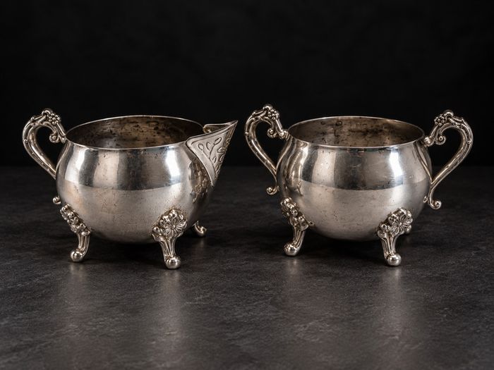 Vintage Silver-Plated Cream & Sugar Set