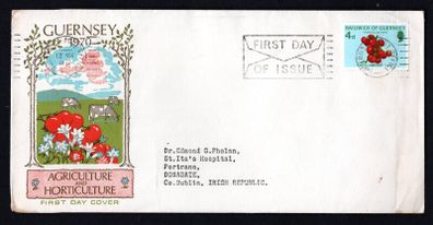 1970 Guernsey 4d Agriculture and Horticulture Commemorative Stamp Illustrated Addressed First Day of Issue (FDC)