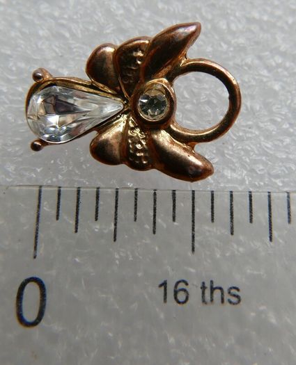 Vintage Teddy Bear Pin Gold Tone and Vintage Gold Tone Faux Diamond Angel Lapel Pin