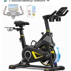 Exercise Bike, Adjustable Magnetic Resistance Stationary Bikes for Home Cardio with Exclusive App, Indoor Bike Capacity Comfortable Seat, Tablet Mount and Fitness Courses