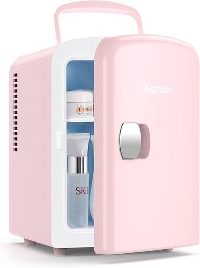 NEW SALE | Mini Fridge 4 Litre, 6 Can Portable AC+DC Power Cooler & Warmer, for Bedrooms, Cars, Offices; Skincare, Makeup, Cosmetics, Food