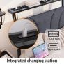 Single with LED Lights,Ergonomic Headboard with USB Charging,Bed Frames Noise-Free Metal Slats,Black Image 5