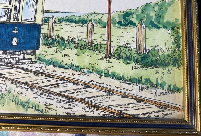 picture This original ink and watercolour drawing depicts Car No. 4 of the historic Hill of Howth Tramway.
