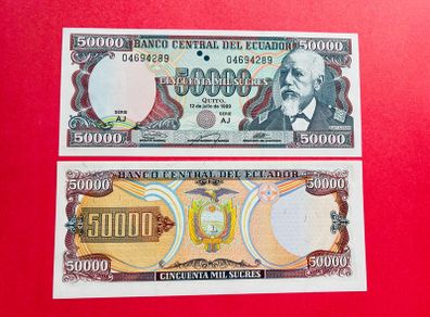 Ecuador  50000 Sucres. 1999  Pick  130d .  ( Uncirculated ) Pick 21c