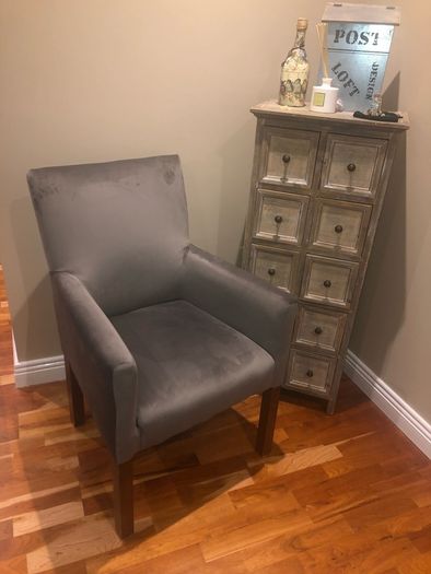 Chair in grey or taupe luxury Velvet