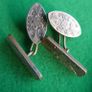 Antique Cufflinks engraved design, antique. Oval fronts  gilt,  c1900. Image 4