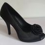 Andres Machado Black Satin Ladies Peeptoe Pumps Heels Shoes Size EU36 UK3 Wedding CAN POST Image 9