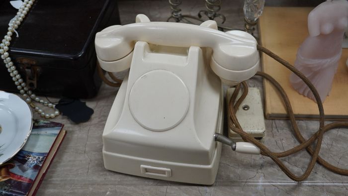 Pair of Irish P&T L.M. Ericsson Hand-Crank Desk Telephones