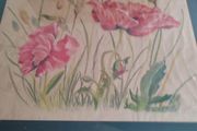 Large Poppy Framed Coter Coloer Signed Adele Sweeny 1990.