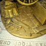 Beautiful Rare Large Heavy Brass Blacksmith Figurine a Wheelwright Scene. It features a Blacksmith Mending a Large Wagon Wheel next to an Anvil, Tools, and a Block, Postage Available, Image 3