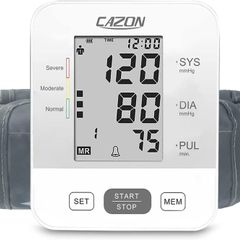 Blood Pressure Monitor Upper Arm BP Machine for Home Use BP Cuff Kit Pulse Rate Detection Meter with Cuff 22-32cm 2x99 Sets Memory LCD Display (White)