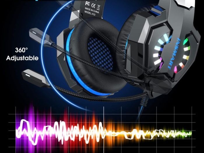 INSMART PS5 PS4 Headset, PC Gaming Headset Over-Ear Gaming Headphones with Mic RGB Light Noise Cancelling & Volume Control for Laptop Mac New Xbox One PS4 PS5 (FREE SHIPPING)