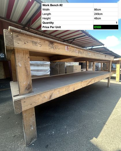 Heavy Duty Wooden Work Bench 249cm Workshop Table