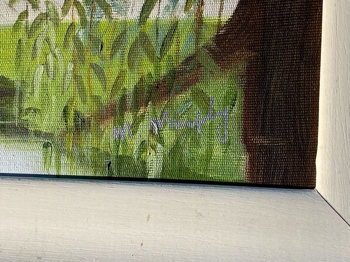 Original Impressionist Garden Landscape Painting  Signed  M Murphy