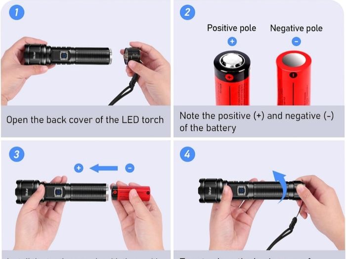 Torch Rechargeable, 500000 Lumens Torches LED Super Bright Flashlight, Adjustable Focus, 5 Modes, 5000 mAh Long Lasting, IP67 Waterproof, Smart Digital Display for Camping, Power Cuts,Emergency