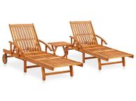 main image for ad 2 Piece Sunlounger Set with Table Solid Acacia Wood