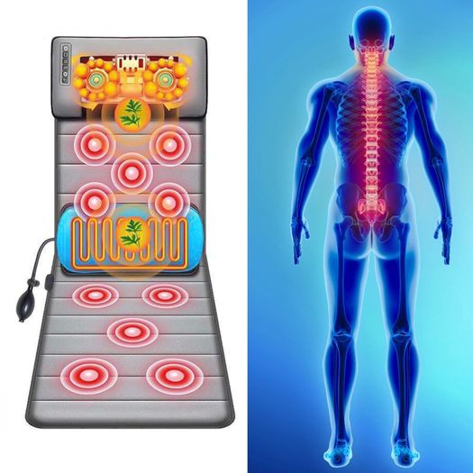 Upgraded Massage Mat 10 Vibration Motors with Heat Full Body Massager Cushion Mattress 20 Neck and Head Acupressure Massage Head