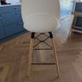 3x Shoreditch K Frame Mid-Height Kitchen Bar Stools (White & Beech) Image 3