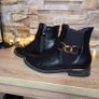 Black Women's Ankle Boots Gold Chain On The Side Gold Studs On The Edge Elastic On The Side, size 39 Image 2