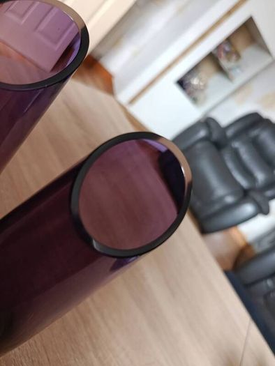 Set of 3 vintage Swedish style purple glass vases in the manner of Aseda Glassbruk designed by Bo Borgstrom.