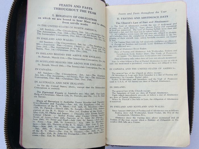 Vintage 1950s edition of "The Ideal Daily Missal" published by The Anthonian Press in Dublin.