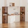 165cm Tall Corner Storage Cabinet with Barn Doors, 5-Tier Farmhouse Corner Cabinet for Living Room, 4 Wooden Doors and 5 Shelves, Space Saving Freestanding Sideboard for Home, Kitchen,Brown Image 4