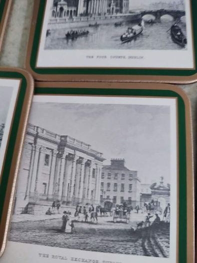 Set Of 6 Small Coasters Of Old Dublin Sites In Box.