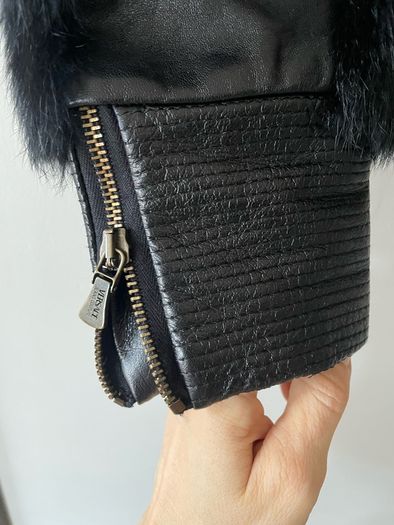 Versace jeans couture leather and fur jacket
