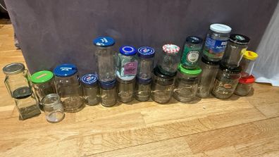 Glass jar with lids