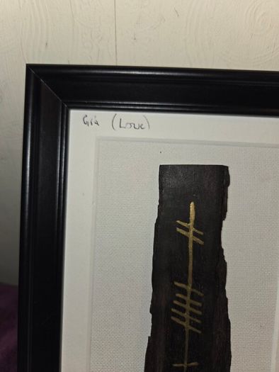 Ogham Ancient Irish Writing "Love" Slate - Framed