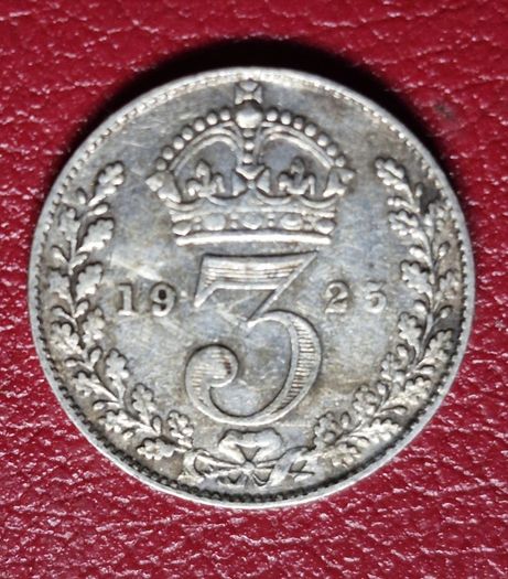 1925 United Kingdom 3 Pence - George V silver coin #1