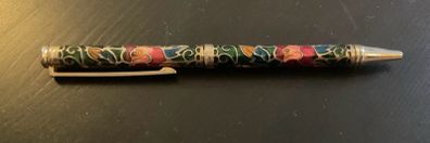 Cloisonne Floral Ink Pen : Vintage (1990) green and gold