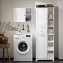 Bathroom Cabinet Tall white with fold out laundry collector bag Image 3
