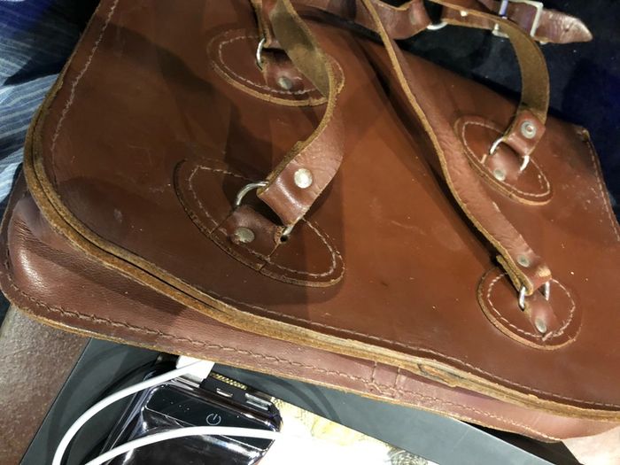 school bag leather Vintage