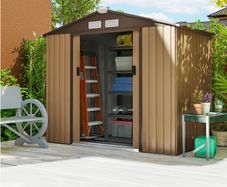 Metal 7ft x 4ft Garden Shed Large Patio Roofed Tool Metal Storage Building Foundation Sheds Box