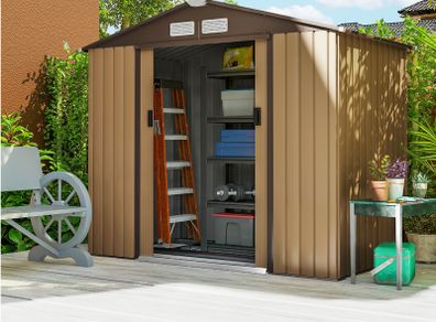 Metal 7ft x 4ft Garden Shed Large Patio Roofed Tool Metal Storage Building Foundation Sheds Box
