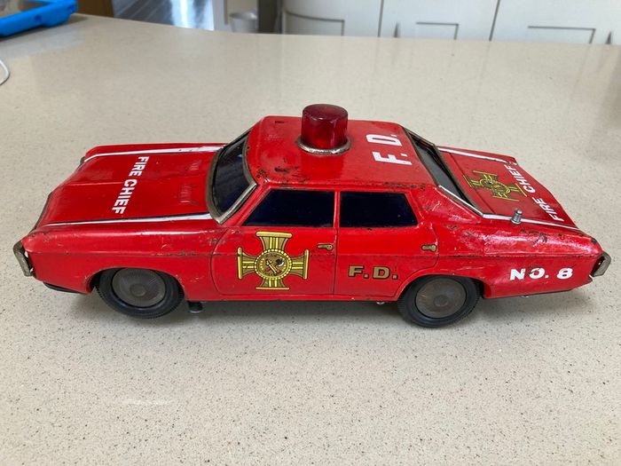 Vintage Tin Battery operated Fire Chief