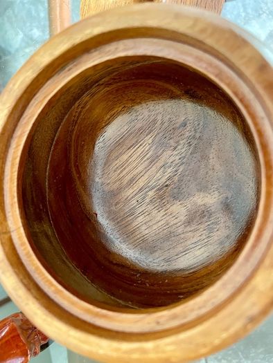 Vintage Apple Shaped Wood Jar Container Round Wooden Box 1960s 70s