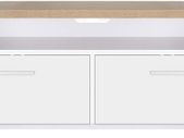 _TV table, TV cabinet with compartments and flap doors, TV cabinet, TV board, lowboard, table TV furniture white wood-colored
