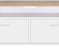 _TV table, TV cabinet with compartments and flap doors, TV cabinet, TV board, lowboard, table TV furniture white wood-colored