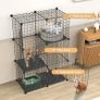 3 Tier Indoor Cat Cage Large DIY Cat Enclosure Small Animals Cages with 3 Doors, 2 Ladders 109 x 75 x 39 cm Anti-jumping Kitten Crate Indoor Use Pet Cages for Cats, Bunny, Chinchilla, Black Image 3