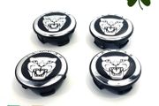 4x Hub Cover Center Wheel 58mm Jaguar Logo Badge Emblem Black/Chrome
