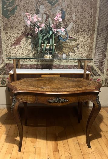 antique walnut and rosewood inlay table